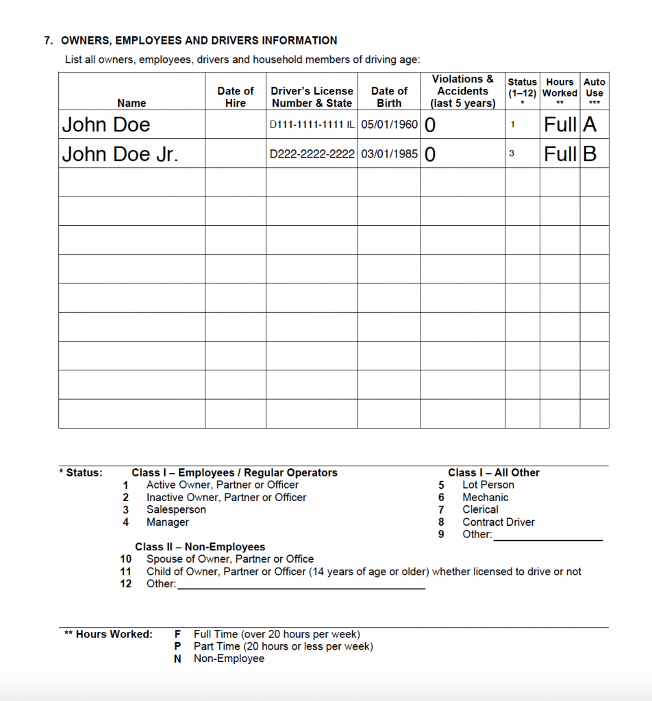 Illinois Car Dealership Insurance Application - 2